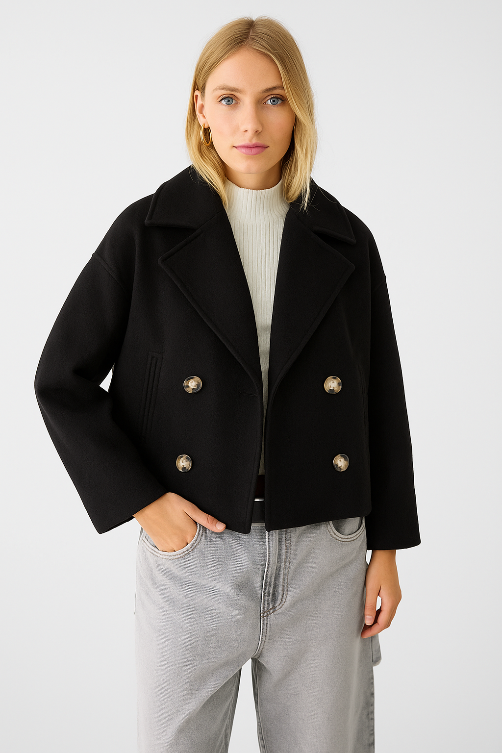 Norielle krátké dvouřadé sako krémové elegantní
