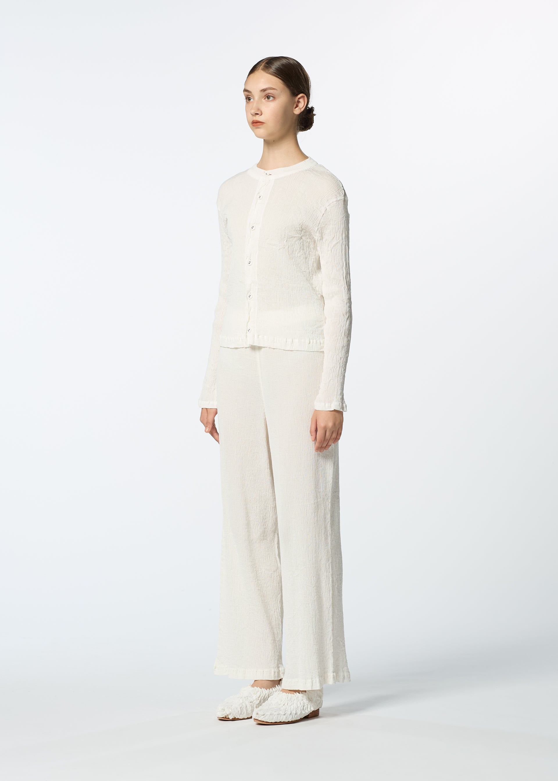 Issey Miyake Kyo Chijimi Basic kardigan bílá vel. 2 bavlna