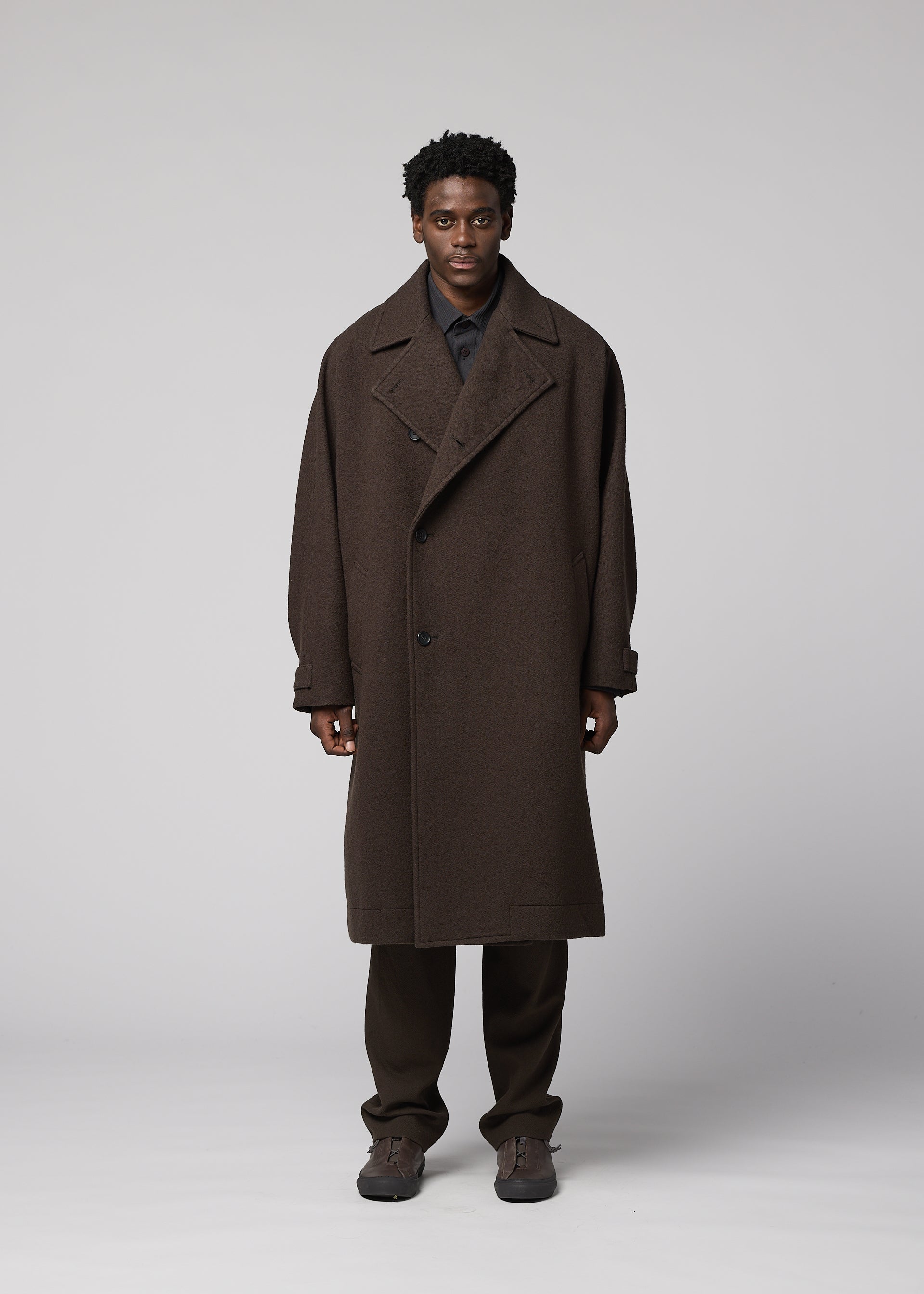Issey Miyake IM Men Fuller Wool vlněný kabát černý
