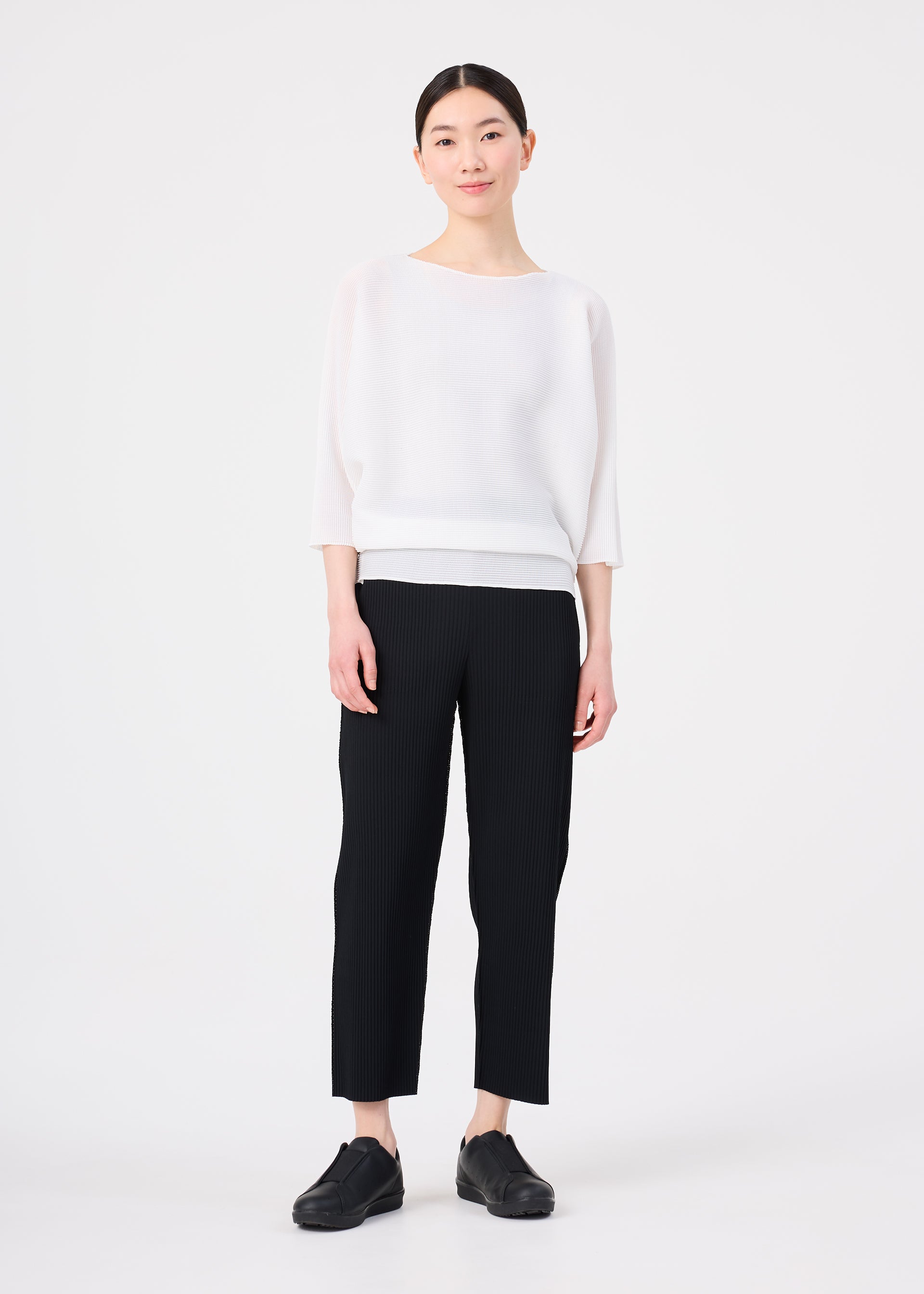me Issey Miyake Dolman Stretch Pleats top černá 7/8