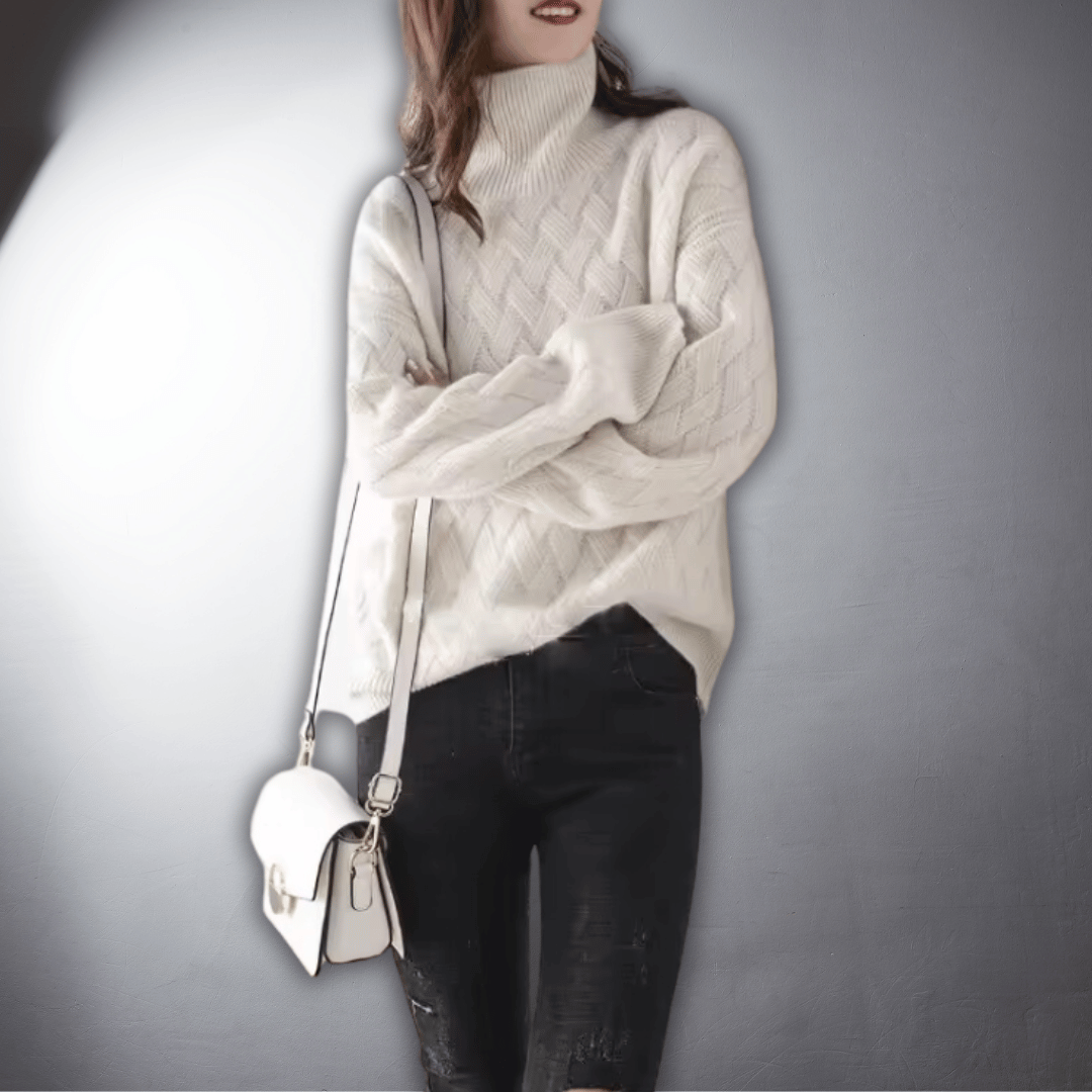 Norielle oversize rolákový svetr béžový copánkový