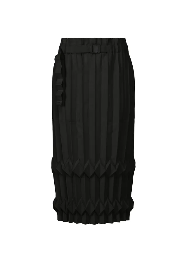 Issey Miyake Tree Pleats sukně černá plisovaná s kapsami