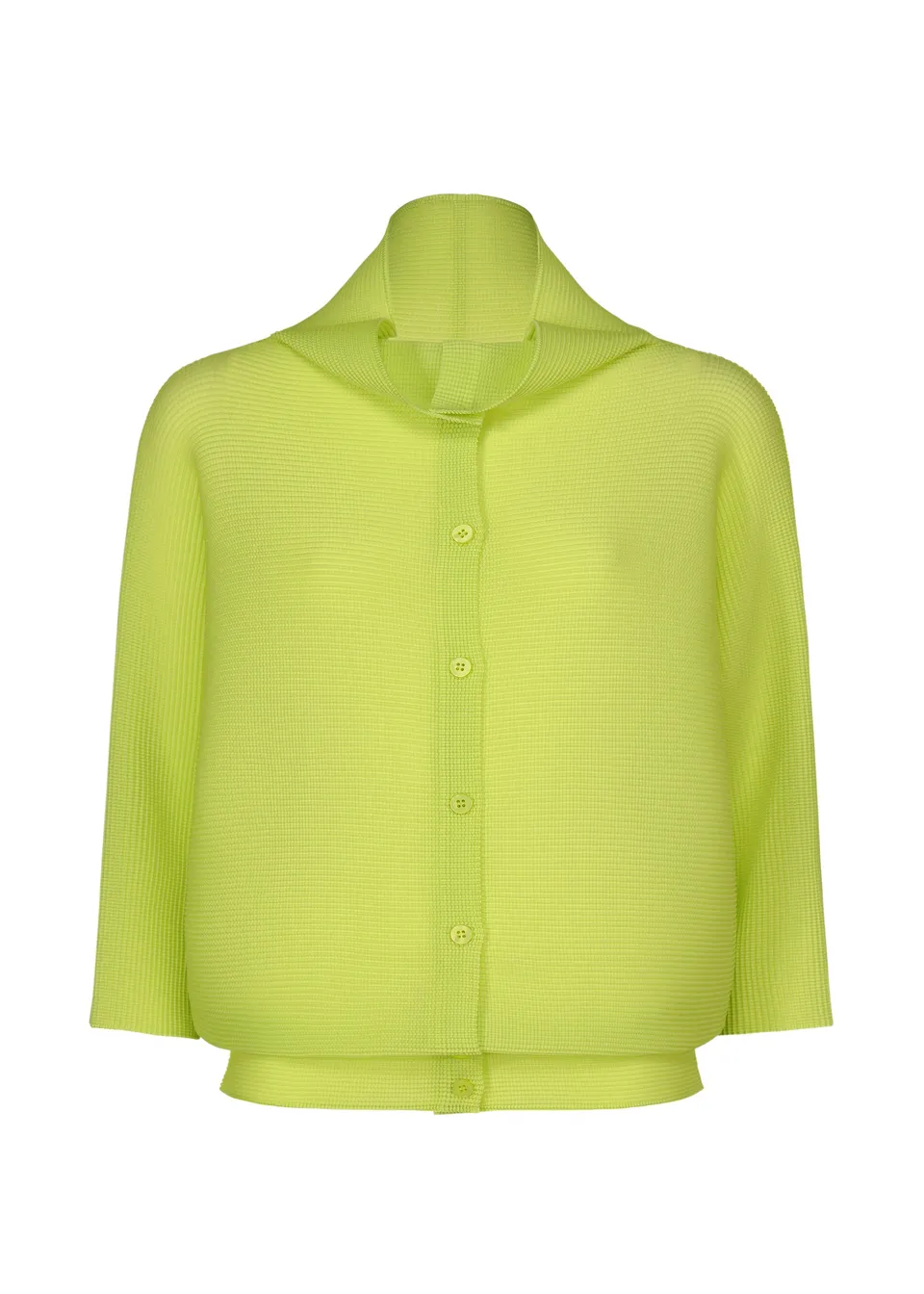 me Issey Miyake Dolman Stretch Pleats 1 plisovaný kardigan lime yellow