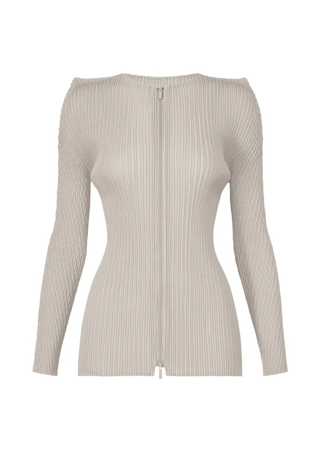 Issey Miyake Box Shoulder Pleats kardigan sv. šedá 2 hranatá ramena