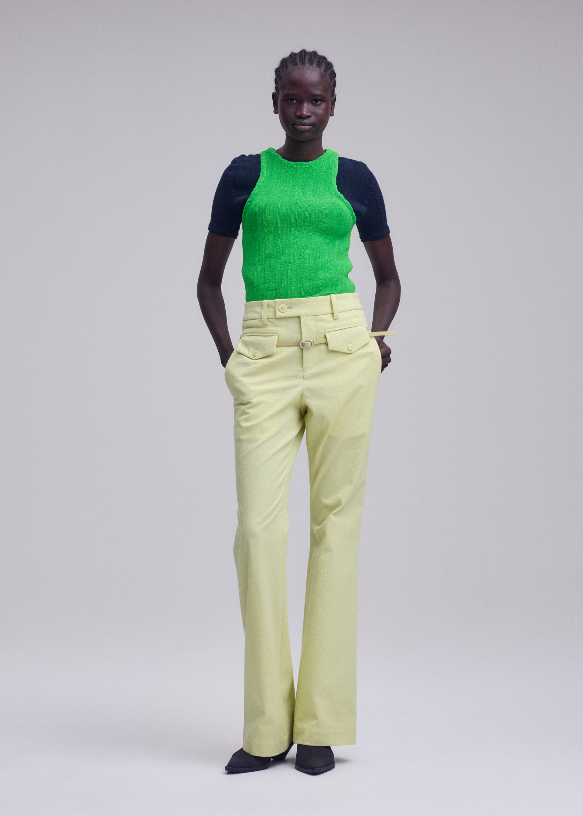 Issey Miyake Grainy Pants kalhoty off-white strečové
