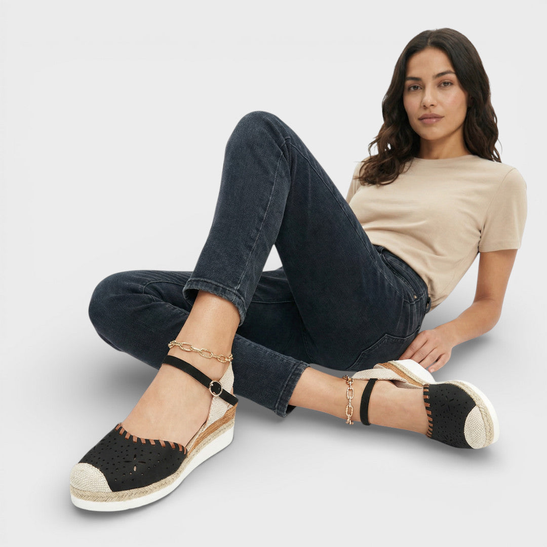 Norielle espadrilky na klínku béžové perforované