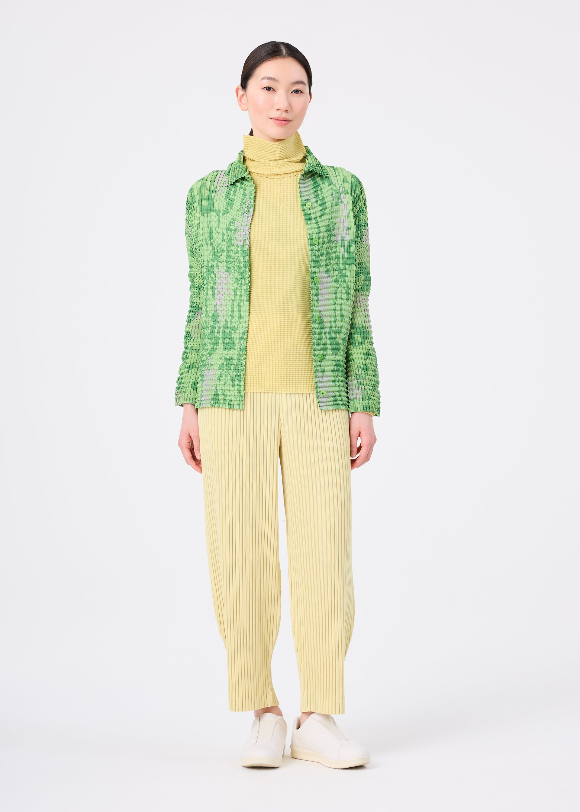 Issey Miyake Leaf Pleats Shirt kardigan hnědý