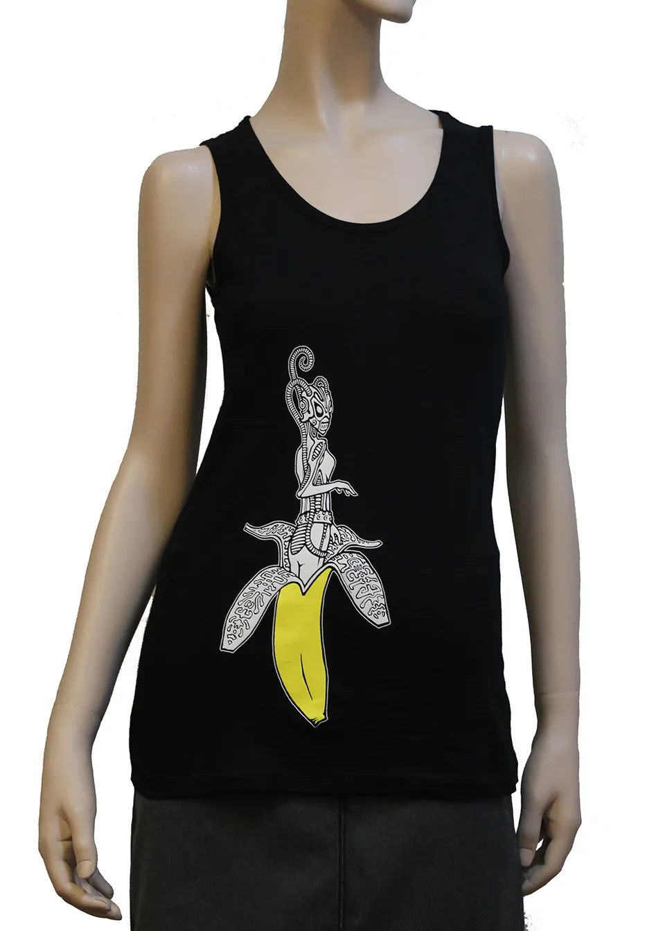 Alien DNA Banana Surprise tílko dámské černé bavlna