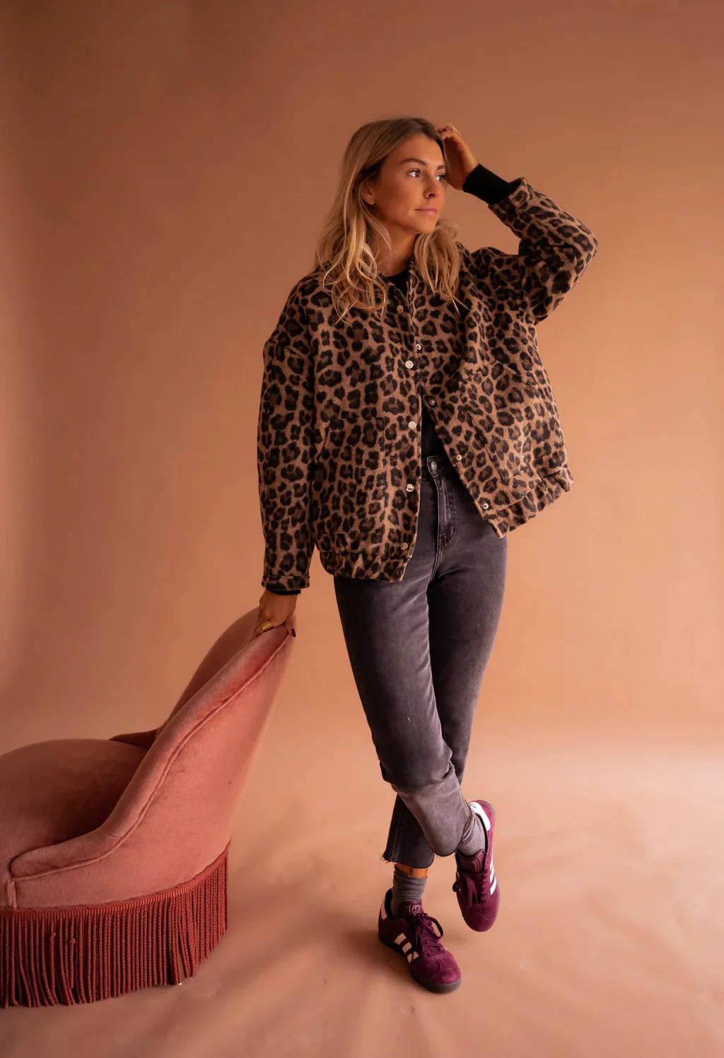 Norielle oversize bomber bunda hnědá leopardí