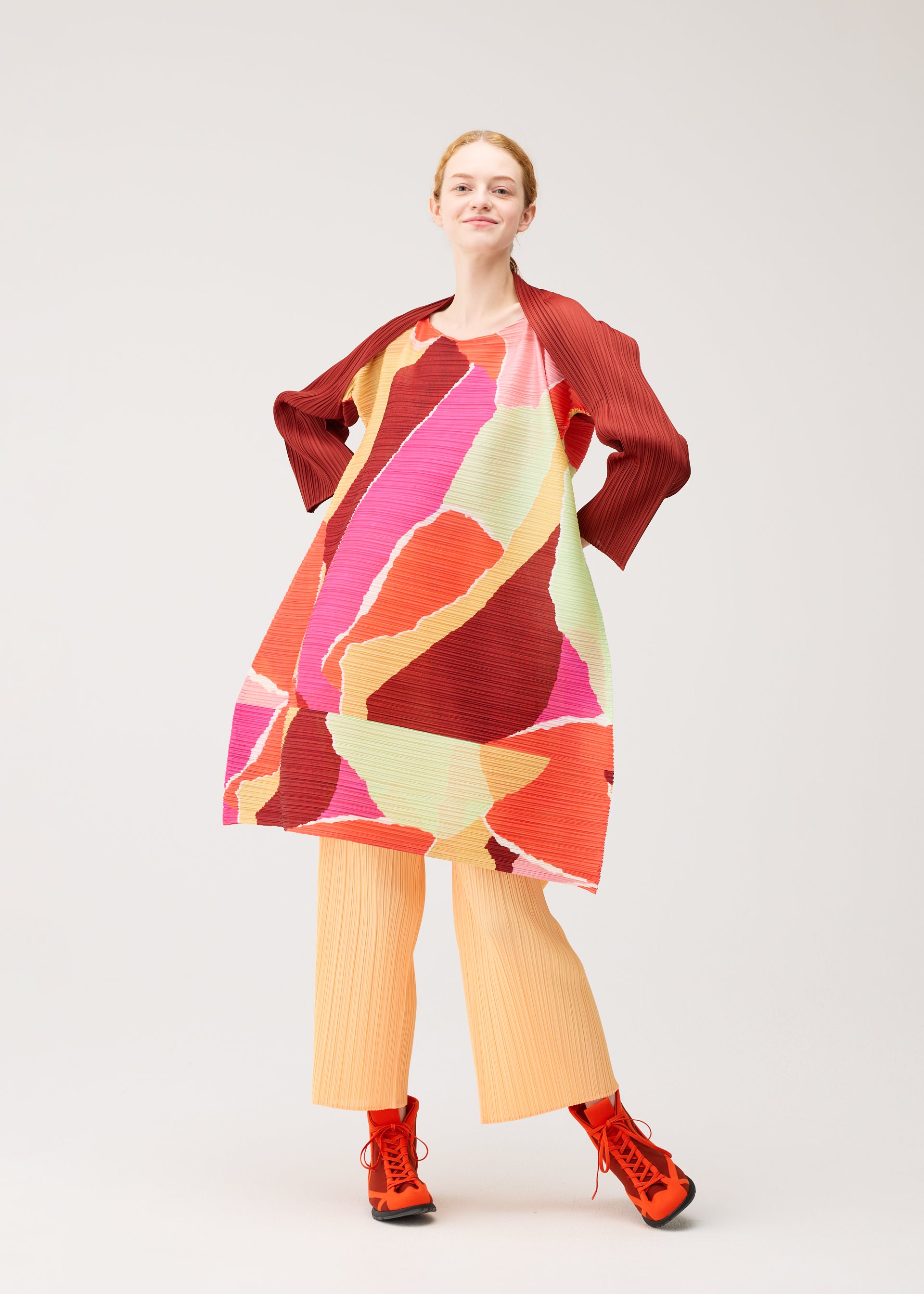 Issey Miyake SURPRISE! tunika oranžová plisovaná
