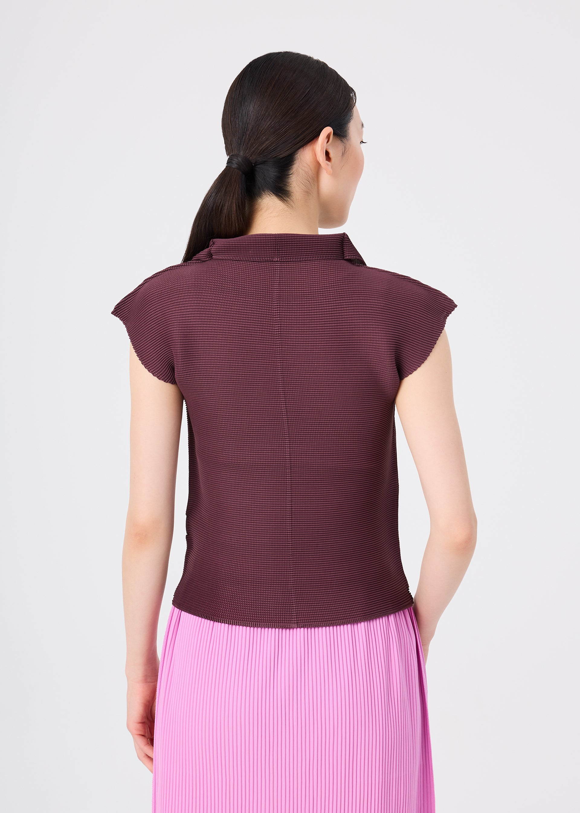 Issey Miyake Stretch Pleats 2 top bordeaux límec