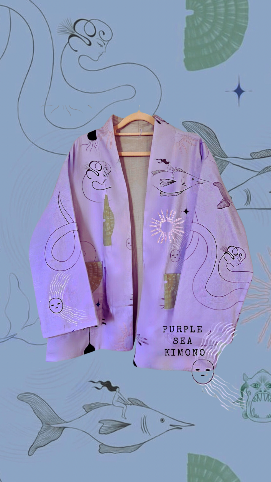 Aurelia & Zwei Frauen Purple Sea kimono fialové