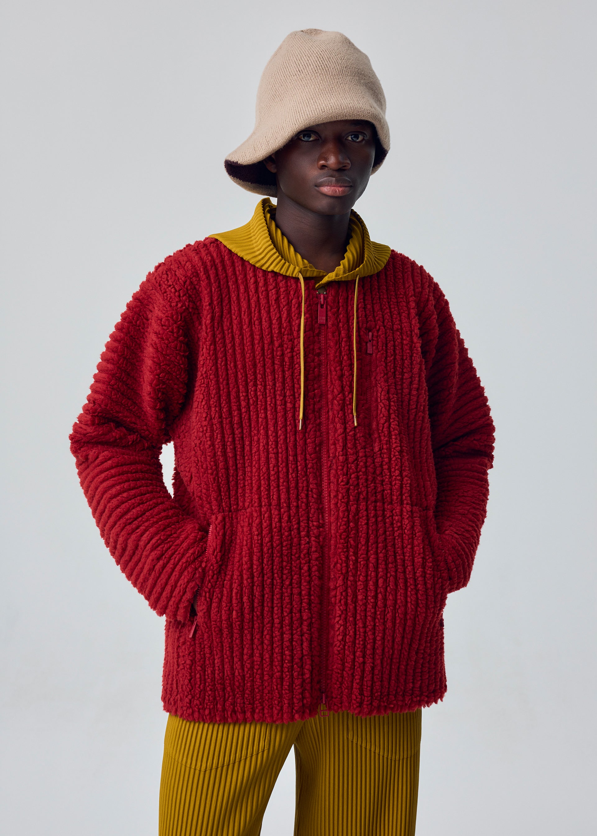 Homme Plissé Issey Miyake Fleece Pleats bunda černá