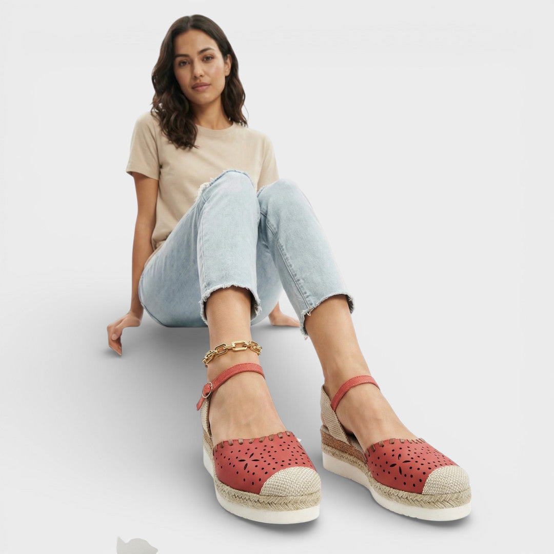 Norielle espadrilky na klínku béžové perforované