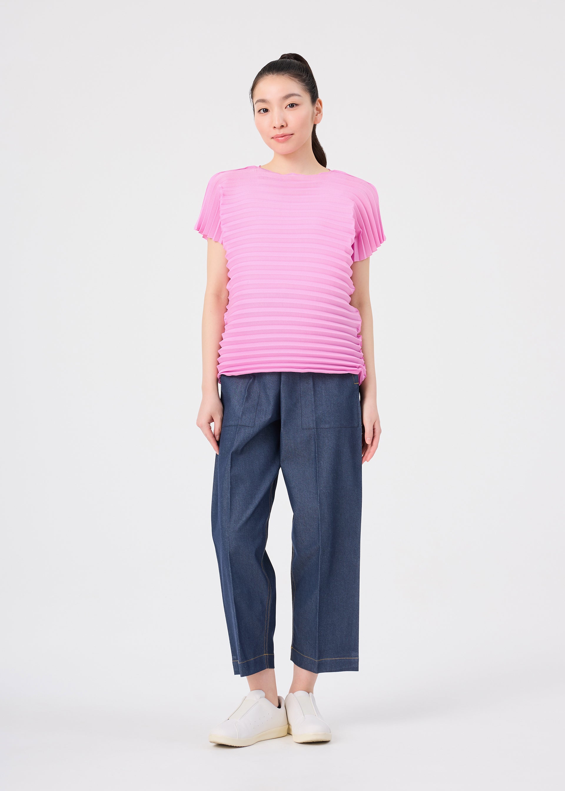 Issey Miyake Accordion Stretch Pleats top rose pink