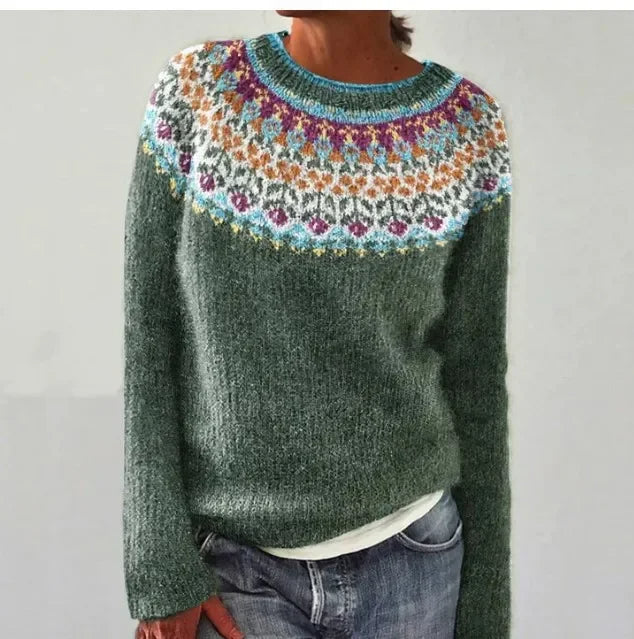 Norielle Fair Isle pletený svetr žlutá lodičkový výstřih