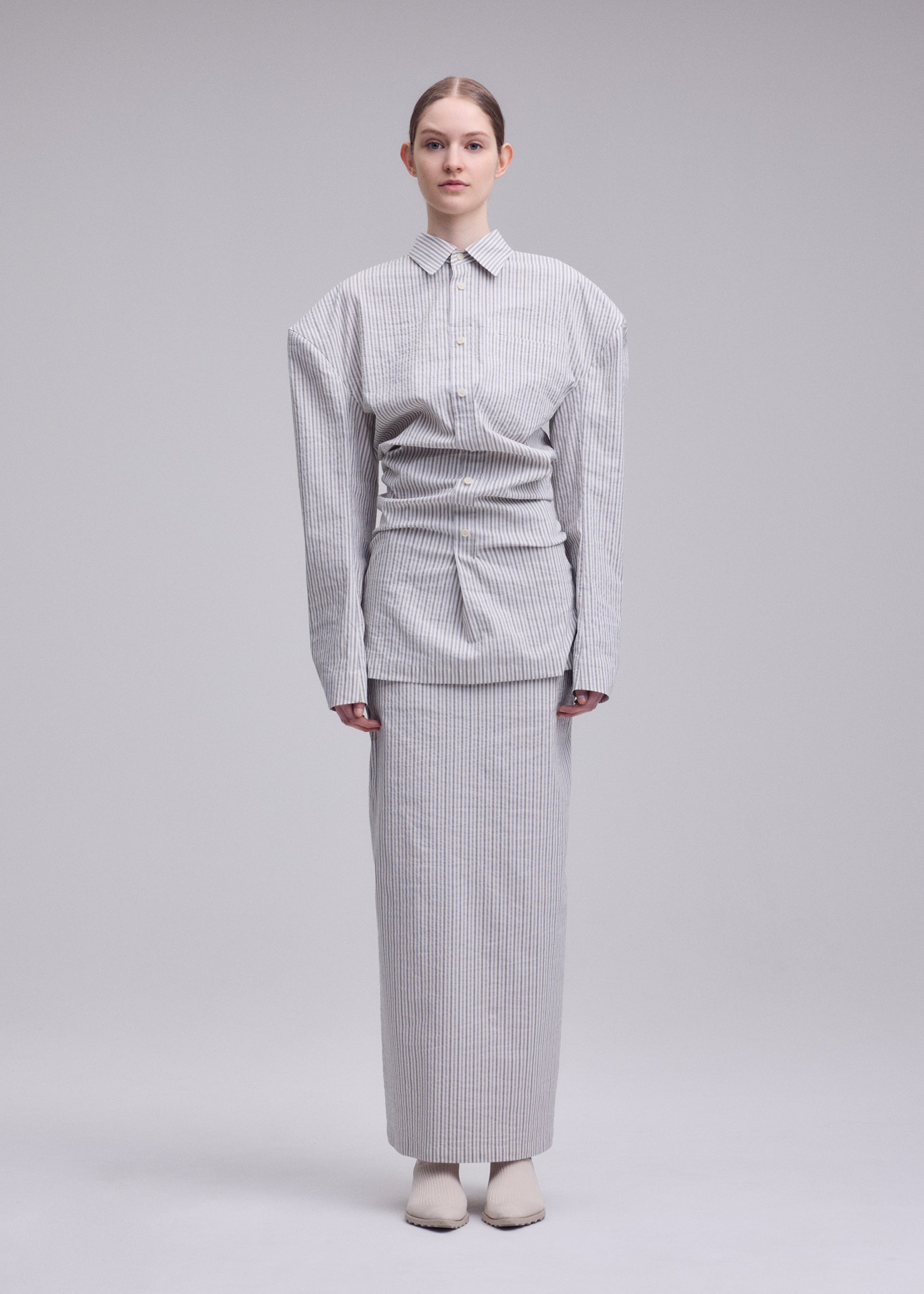 Issey Miyake Allow Stripe košile bílá proužek vel. 2
