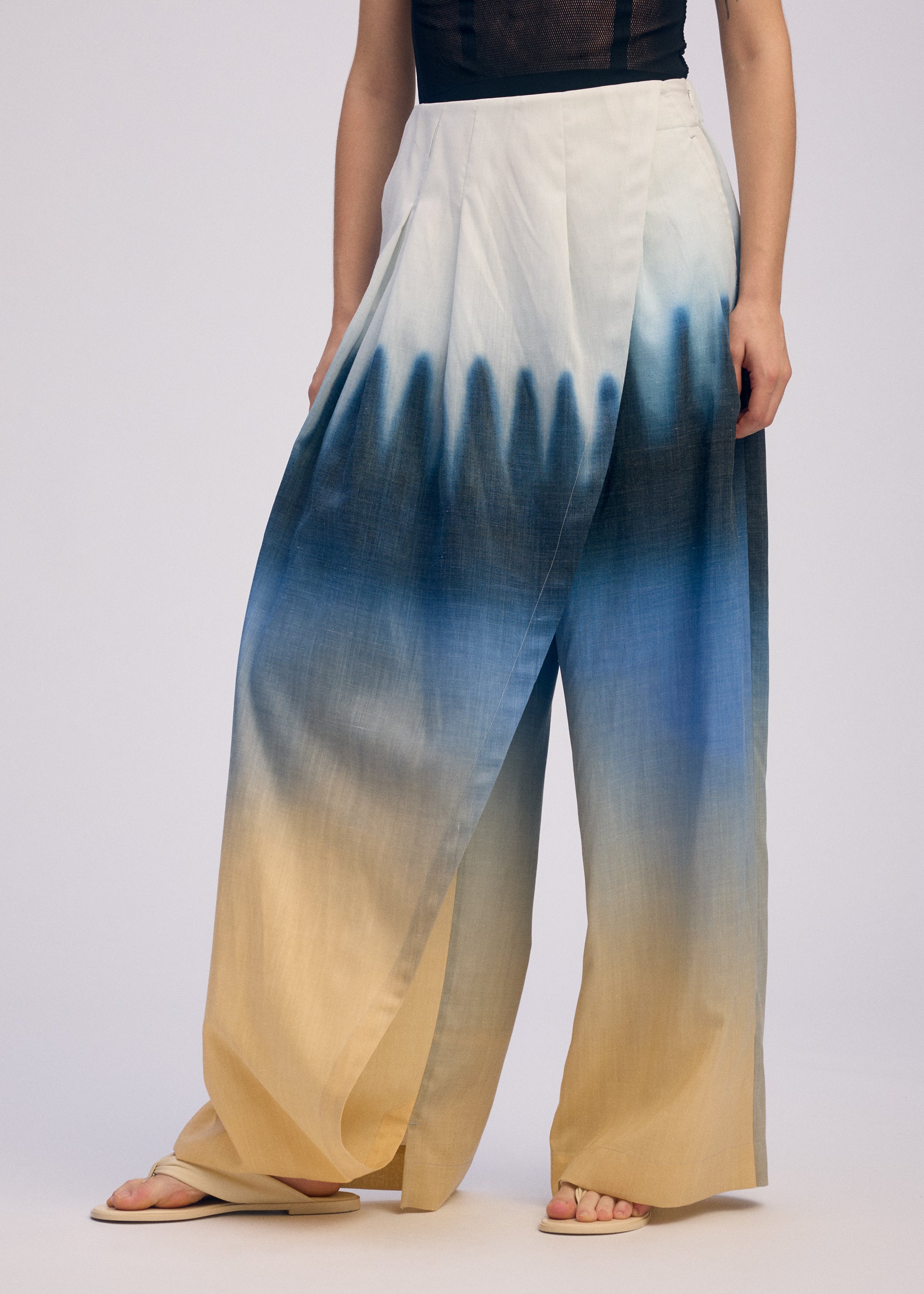 Issey Miyake Plumage kalhoty Chukar 1 ruční vzor peří