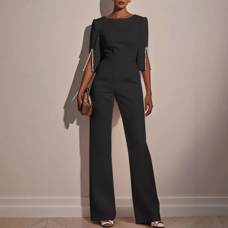 Norielle elegantní overal s kápovými rukávy černý