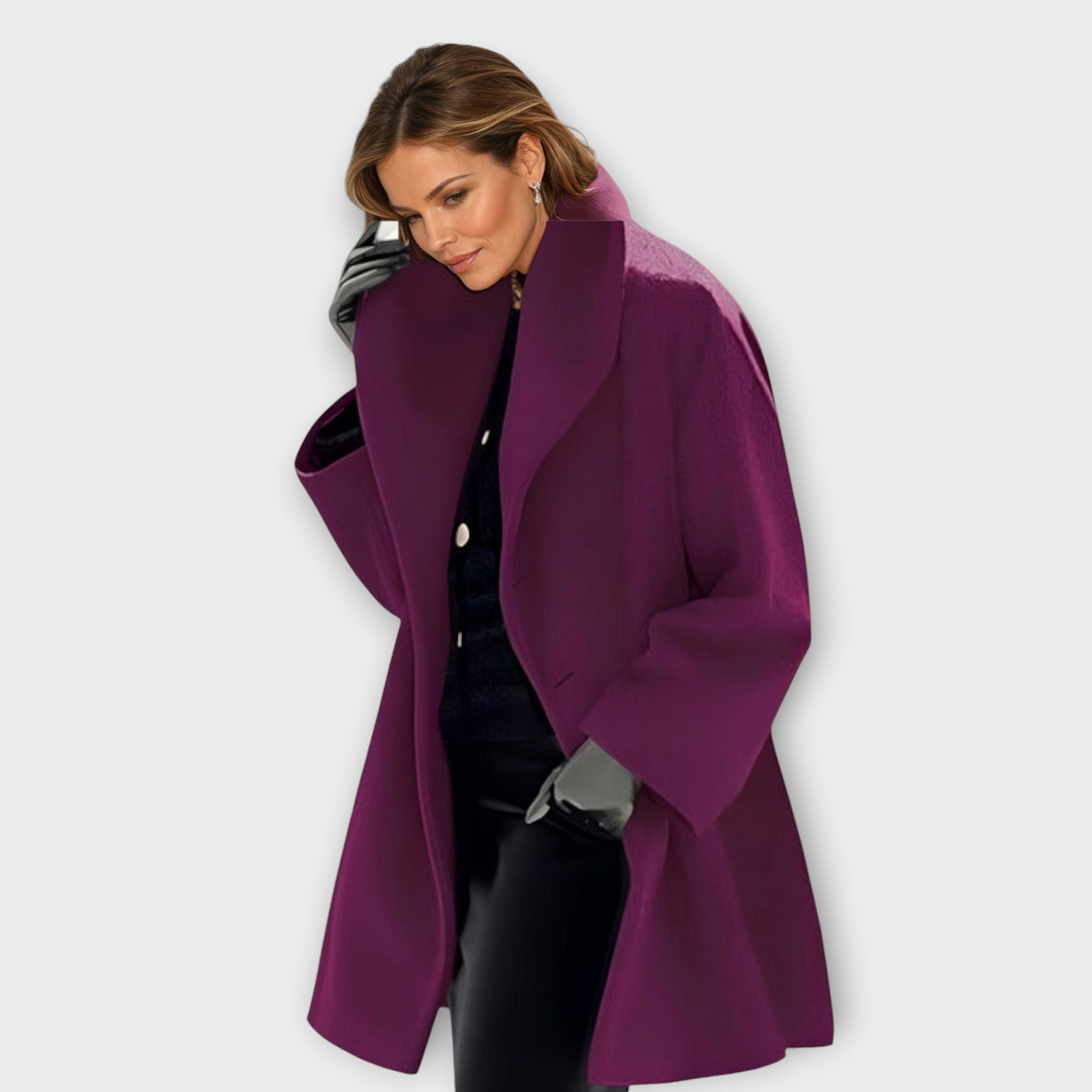 Norielle modrý oversize plášť se šálovým límcem