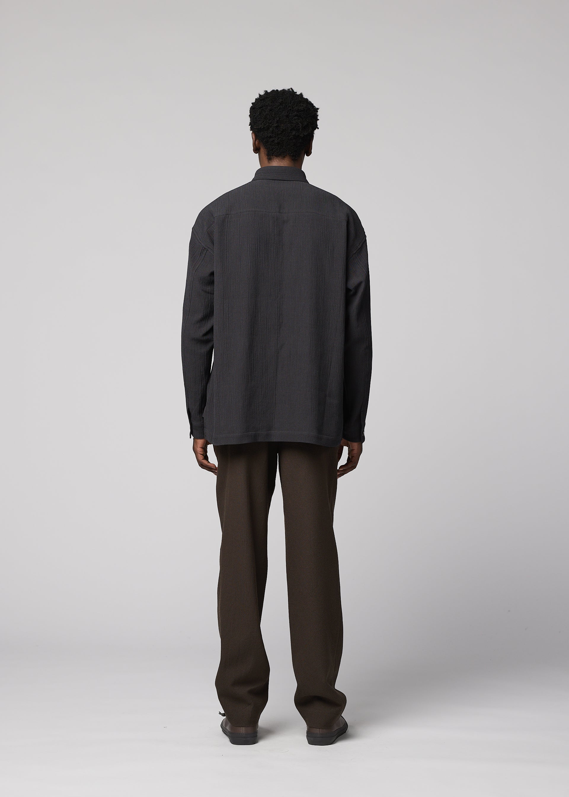 Issey Miyake IM Men Double Weave košile šedá bavlna