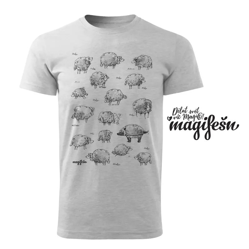 Magifešn Ovečky a vlk XY unisex tričko bio BW