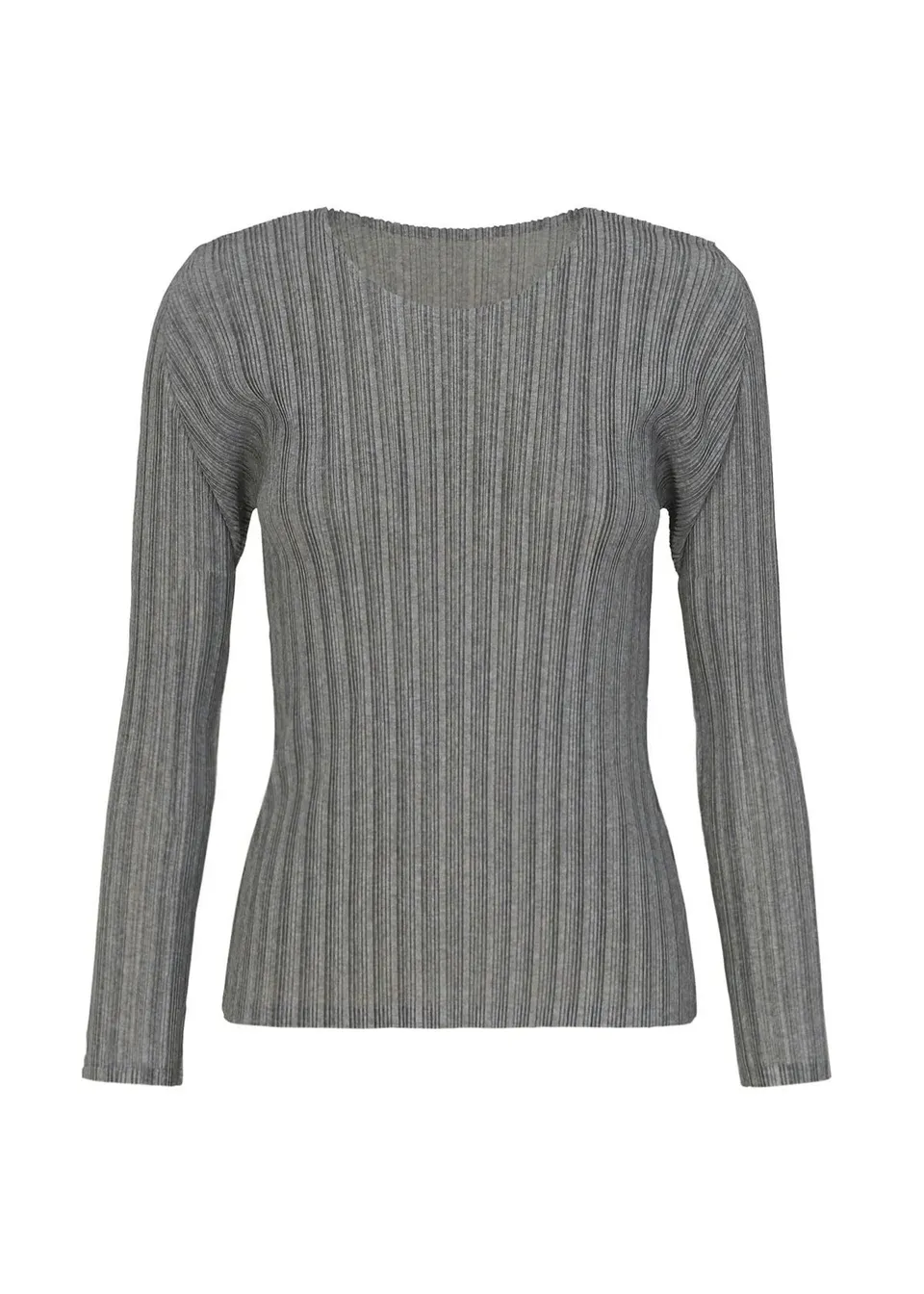 Issey Miyake Rib Pleats Basics top světle šedý dlouhý rukáv