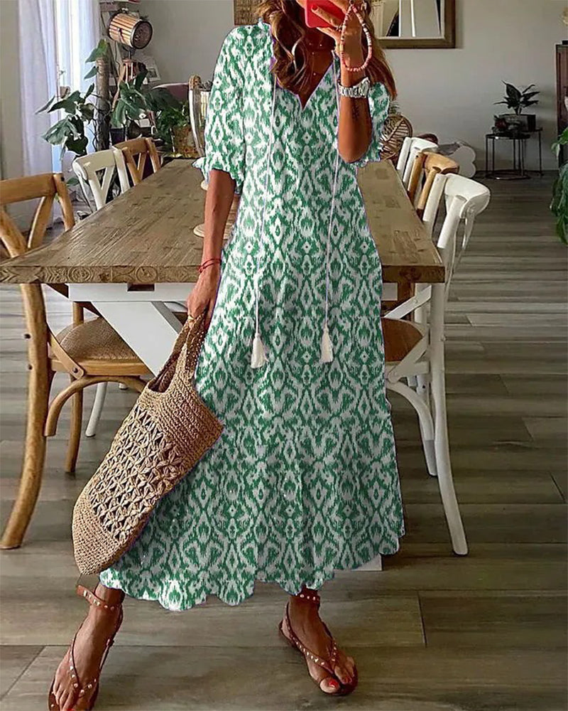 Norielle maxi boho šaty s potiskem světle modrá