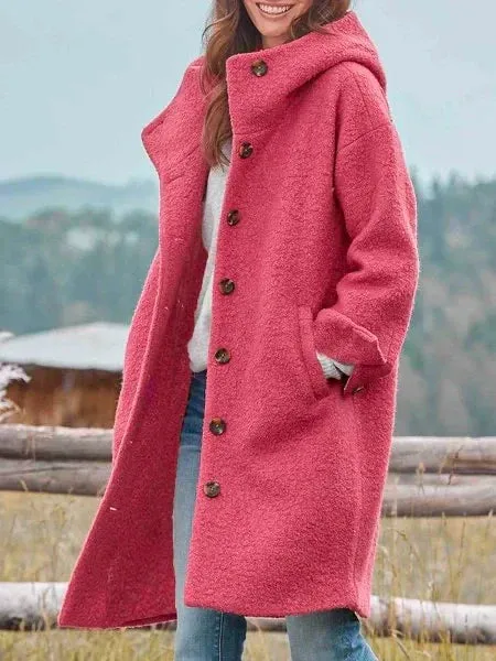 Norielle oversize kabát s kapucí černý dlouhý
