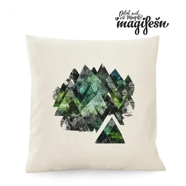 Magifešn Hory polštář 50x50 zelený fair trade