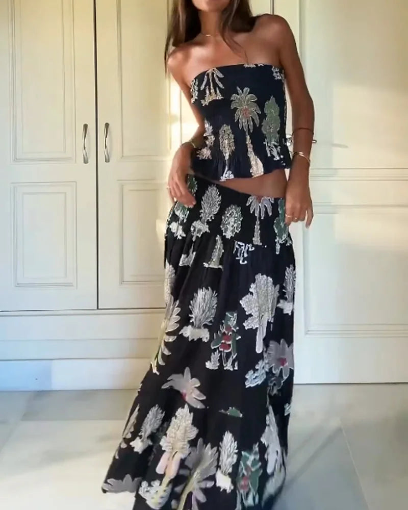 Norielle bustier maxi šaty květované černé