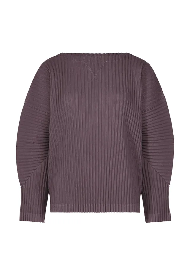 Issey Miyake Corduroy Pleats top s dlouhým rukávem taupe hebký