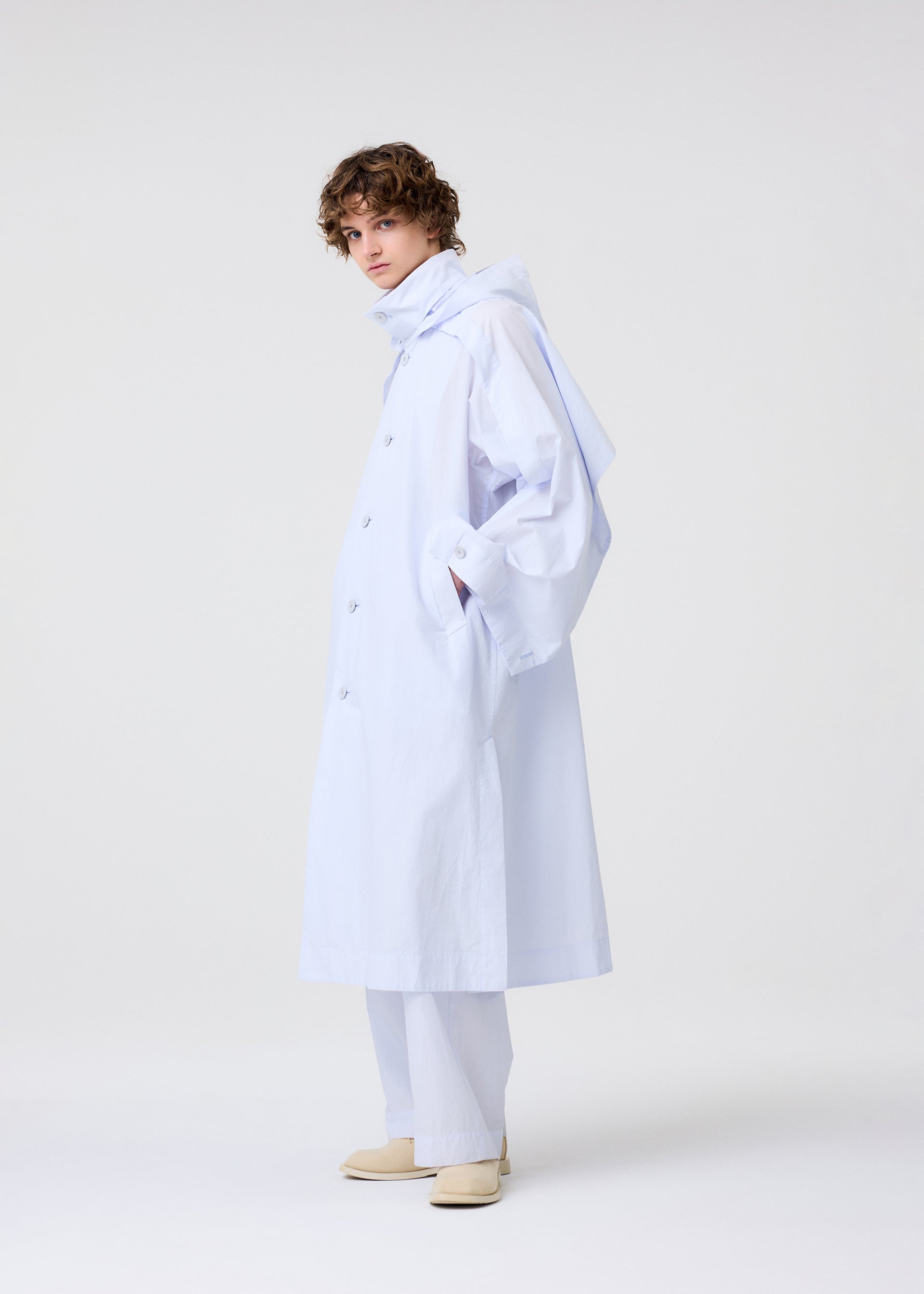Homme Plissé Issey Miyake Freshen kalhoty White široké plisované