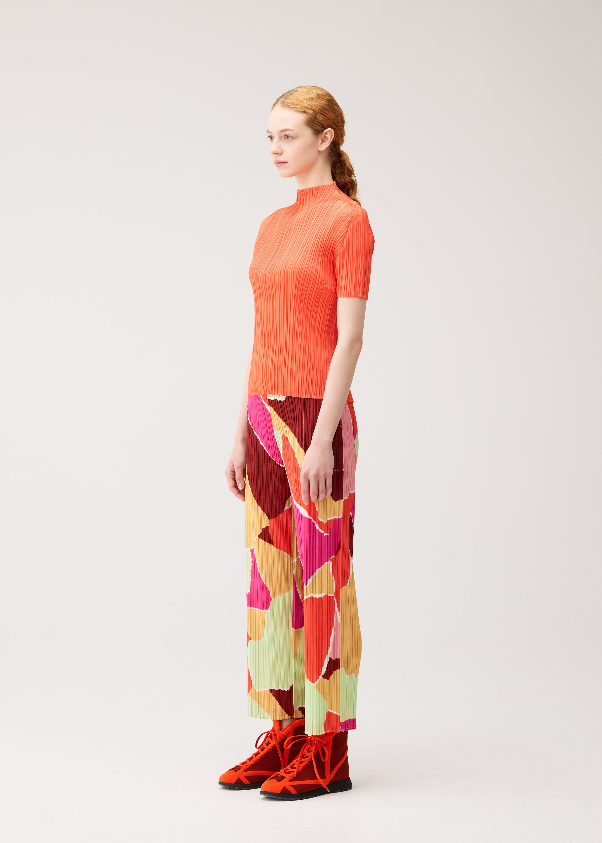 Issey Miyake Surprise kalhoty oranžové vzorované