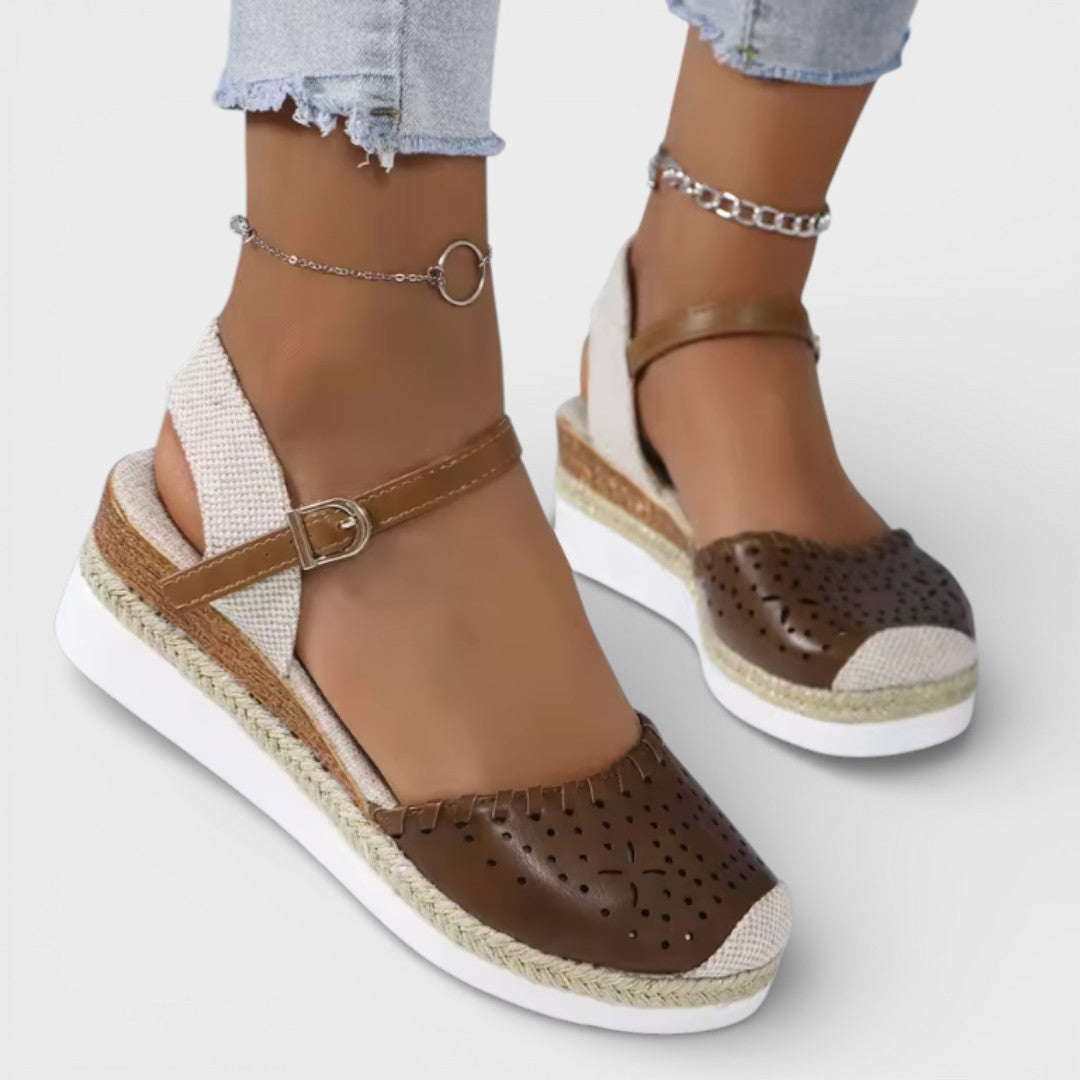 Norielle espadrilky na klínku béžové perforované
