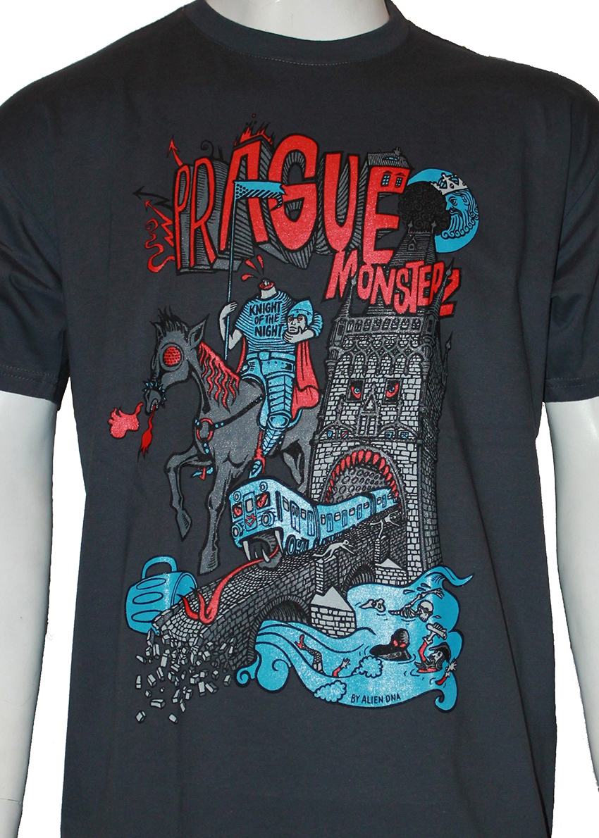 Alien DNA Prague Monsterz pánské tričko šedé potisk