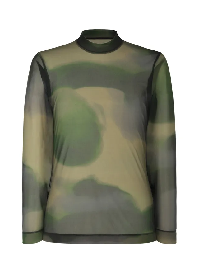 Issey Miyake Dawn Sheer tričko dlouhý rukáv šedá průsvitné