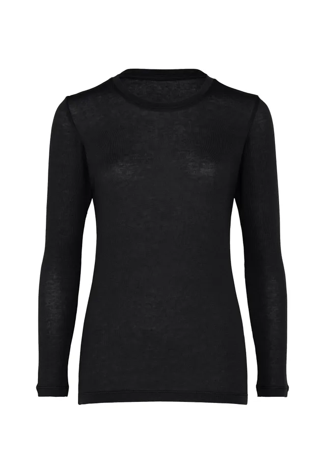 Issey Miyake Wool Mix Jersey top Black s dlouhým rukávem