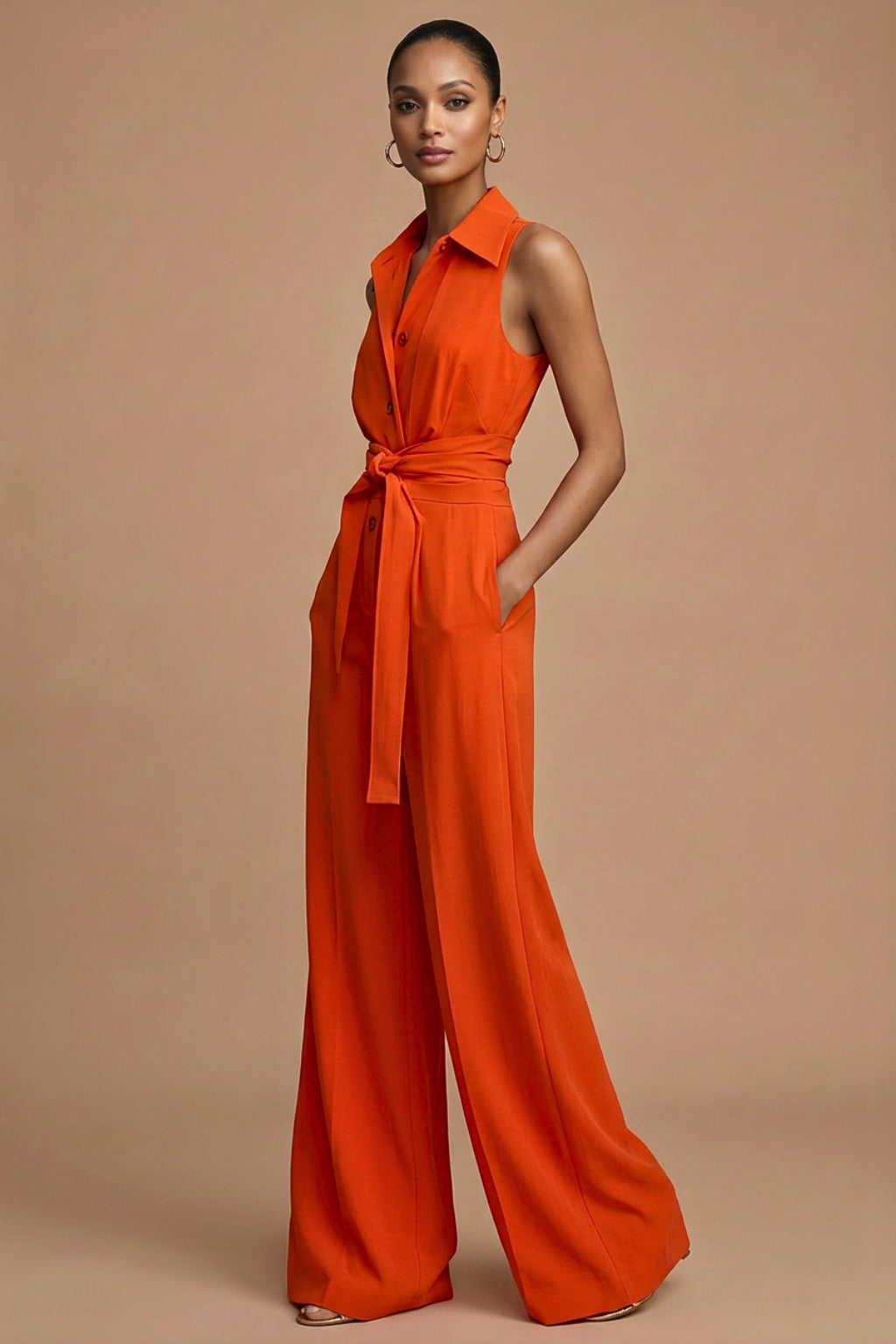 Norielle elegantní overal bez rukávů oranžový