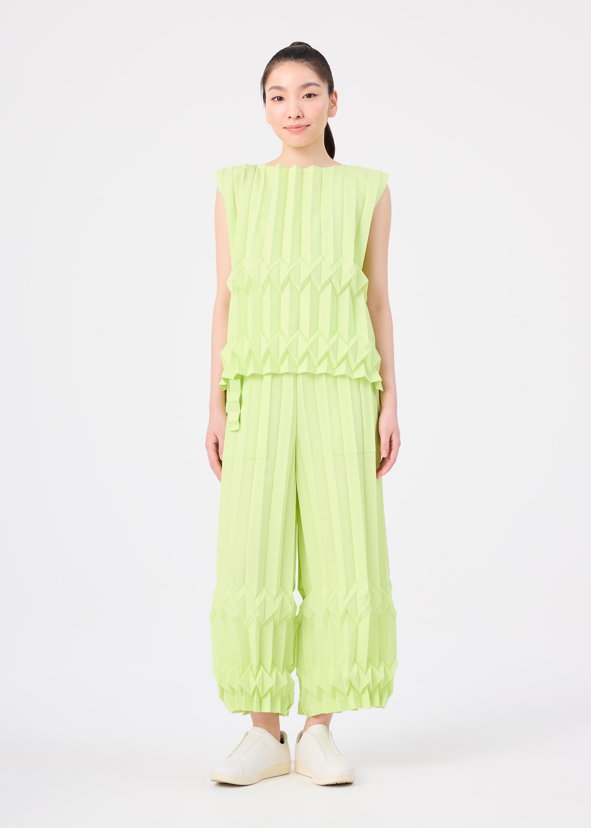 Issey Miyake Tree Pleats kalhoty černé široké plisované