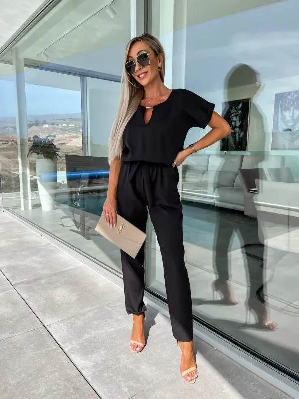 Norielle souprava kalhoty a top černá volná 2dílná