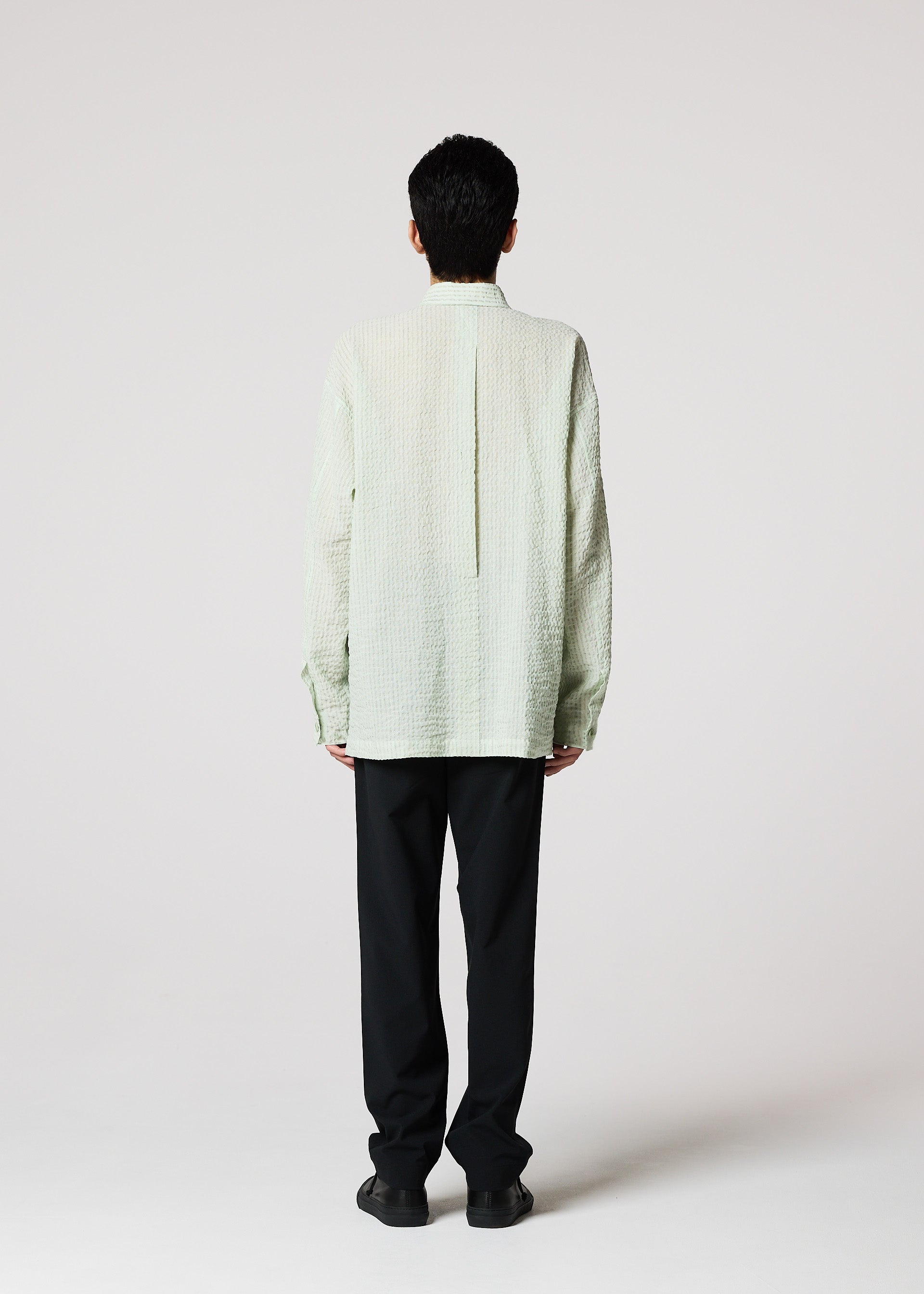 Issey Miyake IM Men Stripe Linen košile šedá