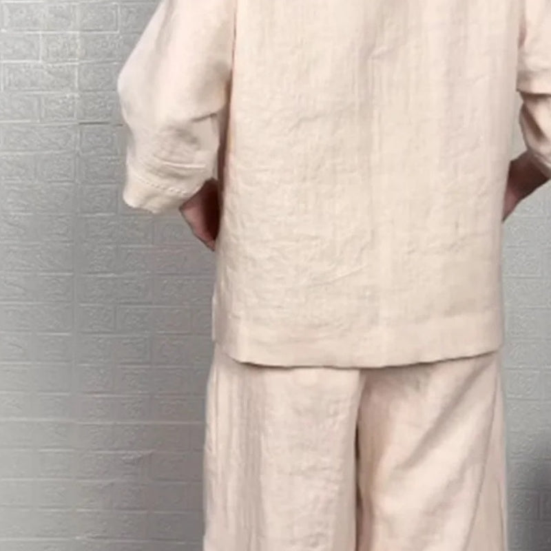 Norielle dámská lněná souprava oversize černá