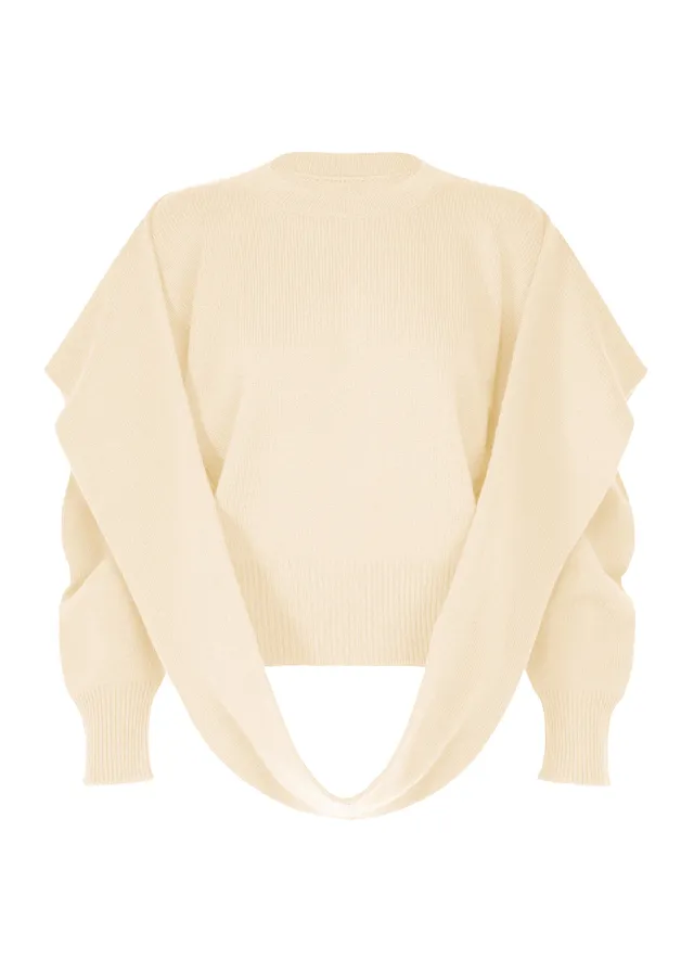 Issey Miyake O Knit vlněný svetr off-white 2