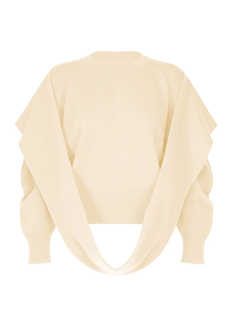 Issey Miyake O Knit vlněný svetr off-white 2