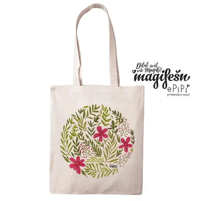 Magifešn MEDIUM Zelené kvítí taška recyklovaná