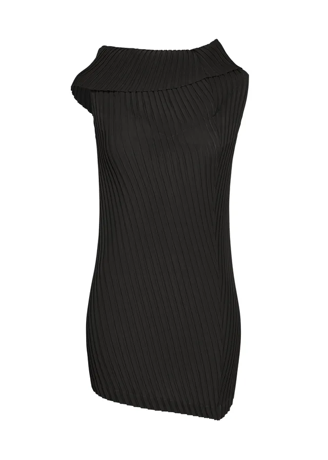 Issey Miyake Tubular Pleats tunika růžová šikmé plisé