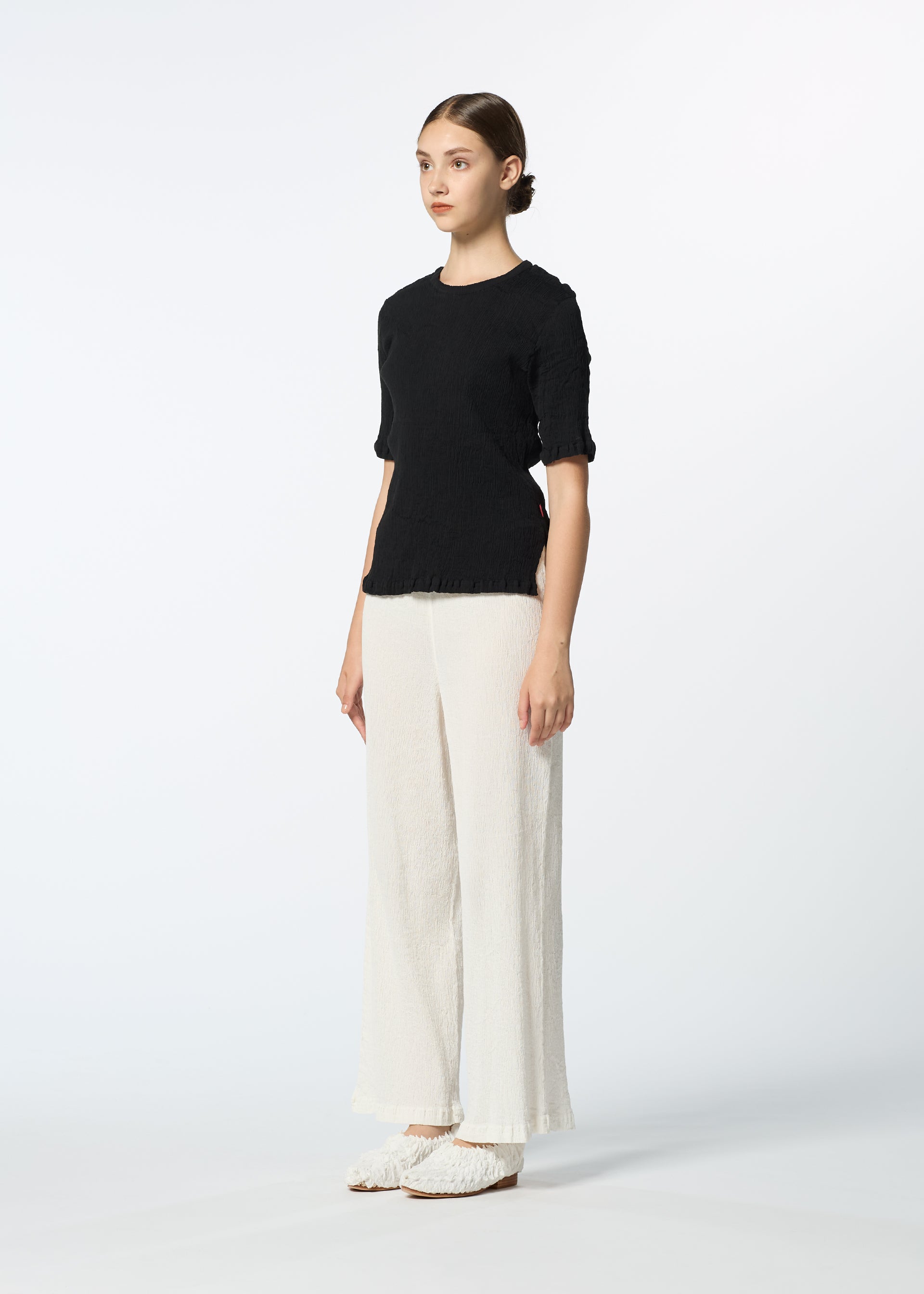 Issey Miyake Kyo Chijimi Basic kalhoty bílé široké