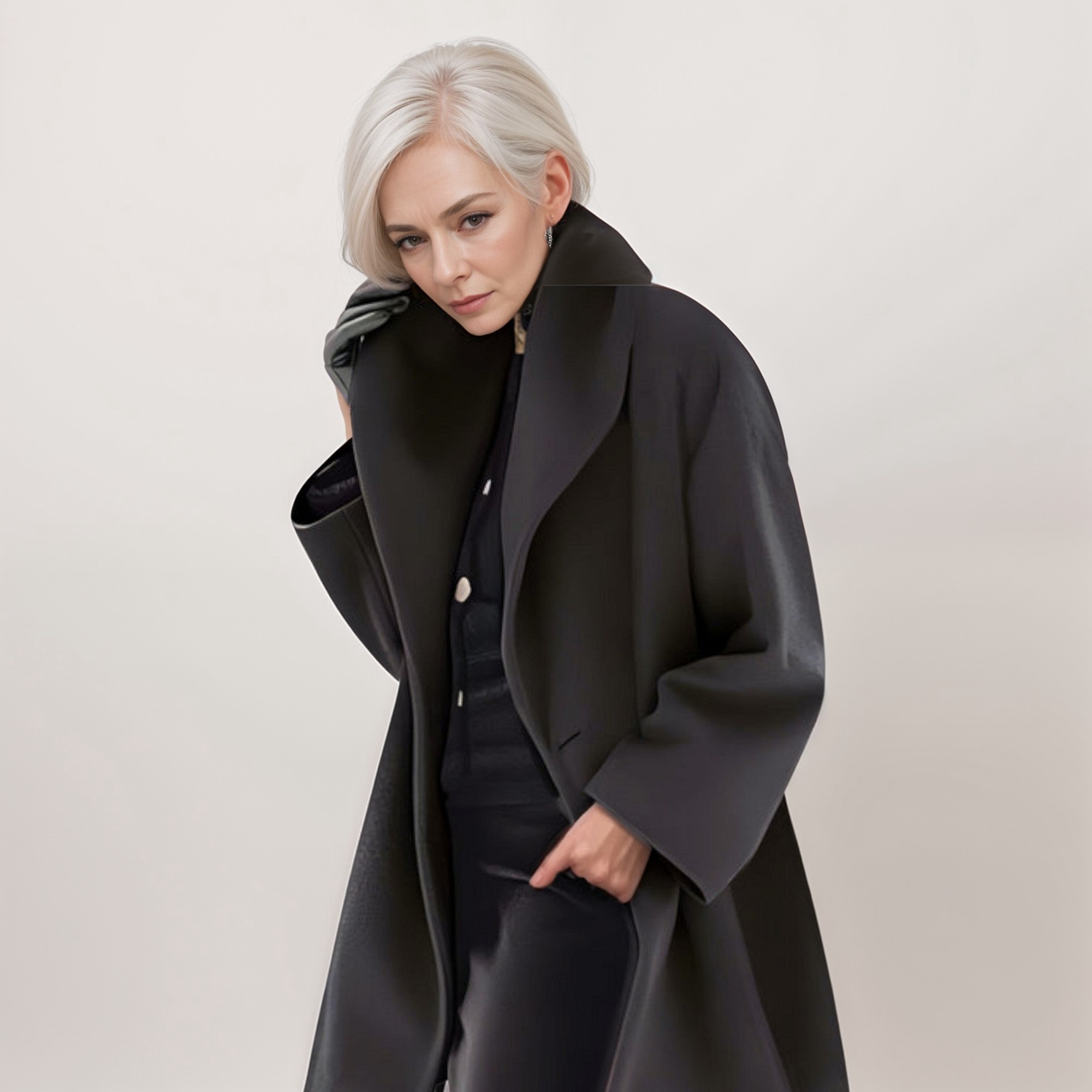 Norielle modrý oversize plášť se šálovým límcem
