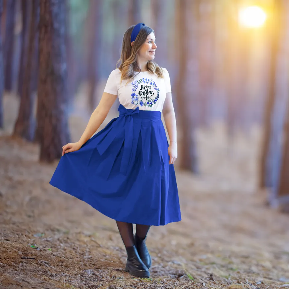 Magifešn MIDI Královská modrá sukně zavinovací